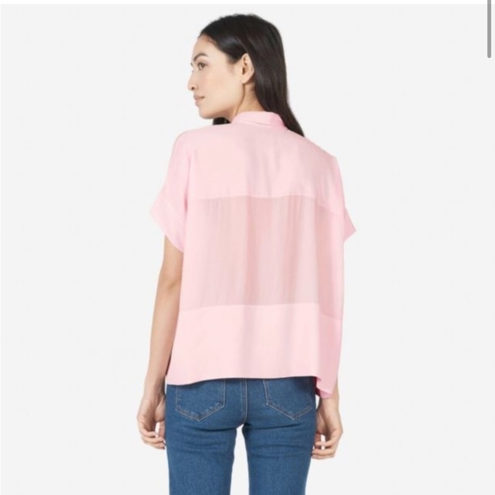 Everlane silk square shirt boxy button down blouse pink 0 - Picture 3 of 9